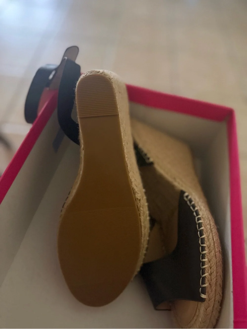 JustFab Black Espadrille Wedge Sandals